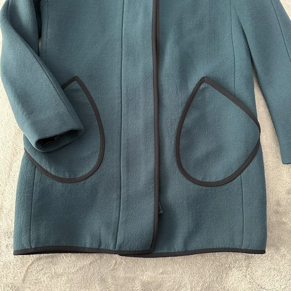 J. Crew Double Cloth Tipped Patch Pocket Wool Coat Blue Women's 00 - Picture 2 of 7